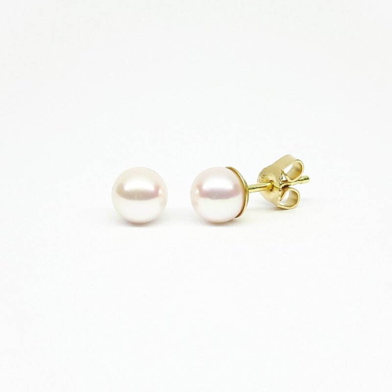 Boucles d'oreilles en or jaune 18kt et perles de culture d’eau douce ø8,5-9mm 