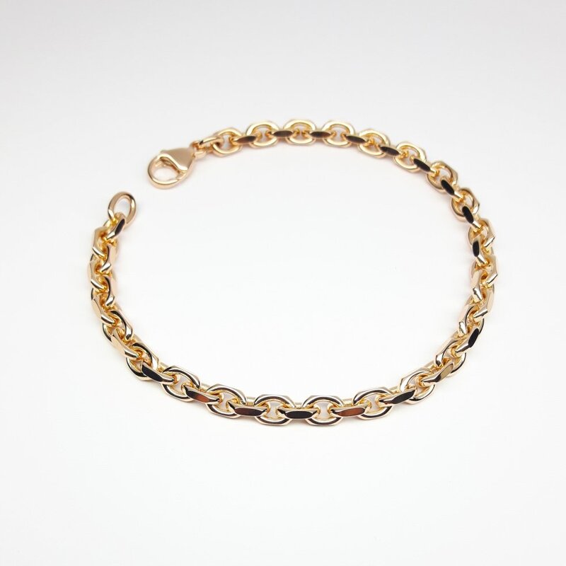 Bracelet forçat diamanté, or rouge 18kt massif 19,5cm Ø4,6mm.