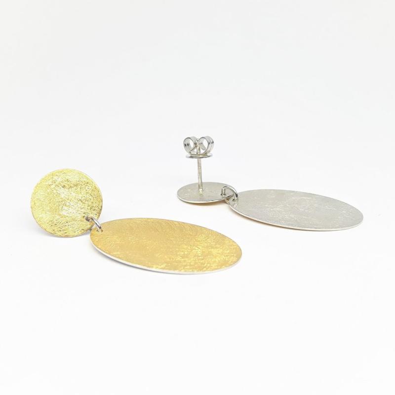 Boucles d'oreilles en argent 925/- et or fin 24kt.