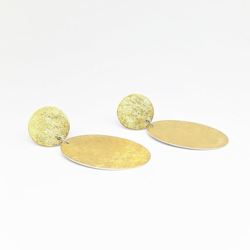 Boucles d'oreilles en argent 925/- et or fin 24kt.