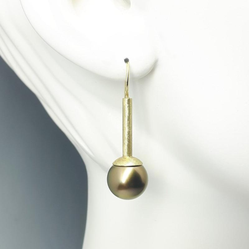 Boucles d'oreilles en or jaune 18kt, perles des mers du sud