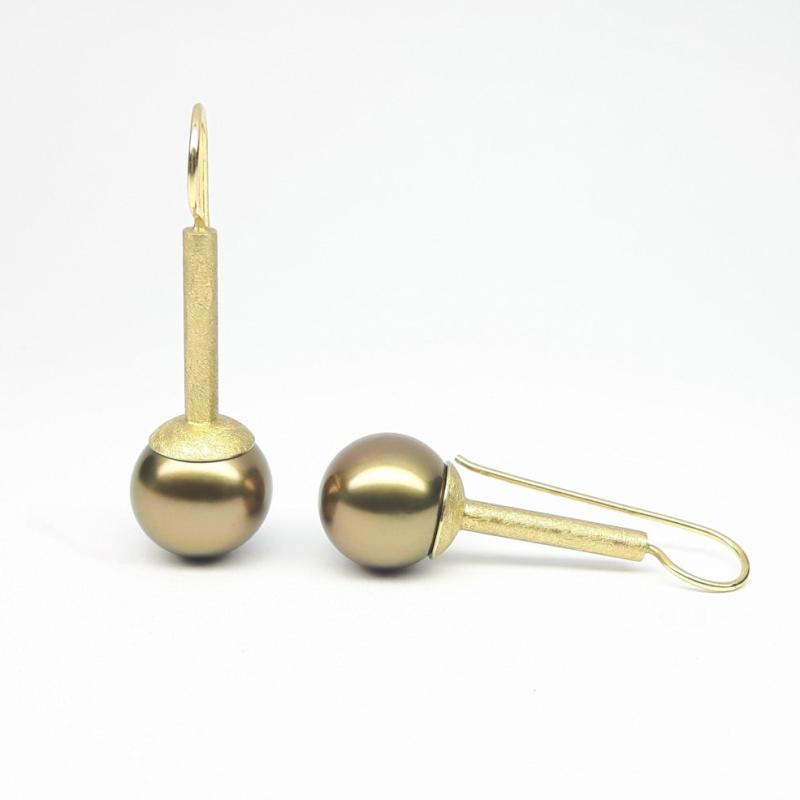 Boucles d'oreilles en or jaune 18kt, perles des mers du sud