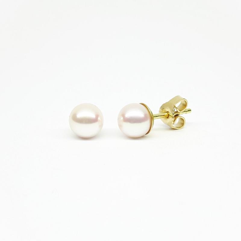 Boucles d'oreilles en or jaune 18kt et perles de culture Akoya blanches ø7mm